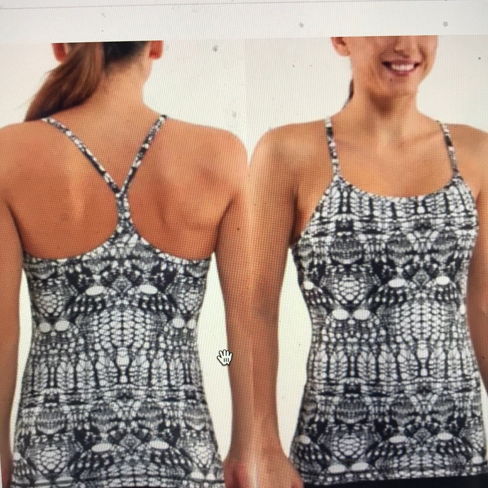 GUC LULULEMON Power Y Racerback Tank in Glacier Lace Black White